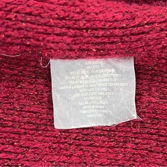 BURGUNDY GLITTER KNIT HEADBAND WOMENS - Picture 2 of 7